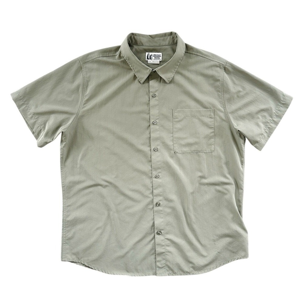 Marmot Mountain Works Eldridge Short Sleeve Shirt Men's XL Green Ripstop Nylon